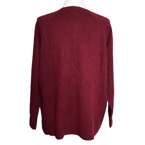 BANANA REPUBLIC Stretch Knit Vented Hem Crewneck Tunic Sweater Burgundy Wine - Picture 4 of 7